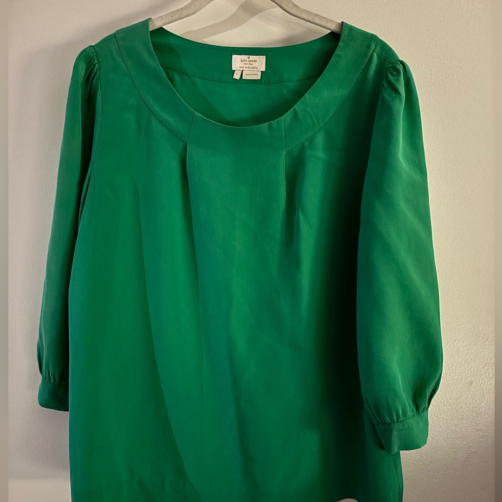 Kate spade green silk blouse large